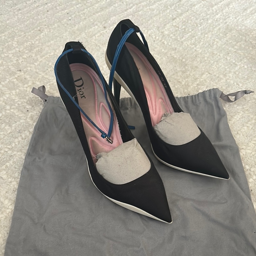 Vintage Dior X Tom Ford Black and Blue Stiletto Heels
